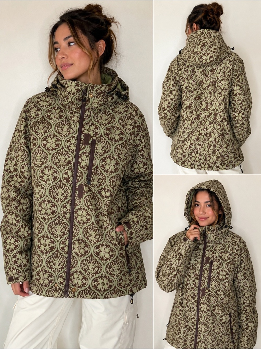 Empyre 10K Waterproof Snowboard Ski Jacket Damask Print Hooded Medium
